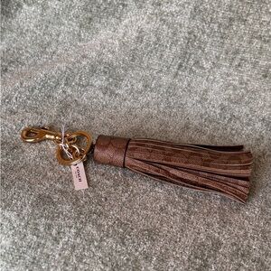 Coach Brown Vintage Tassel Bag Charm NWT In Signature Canvas